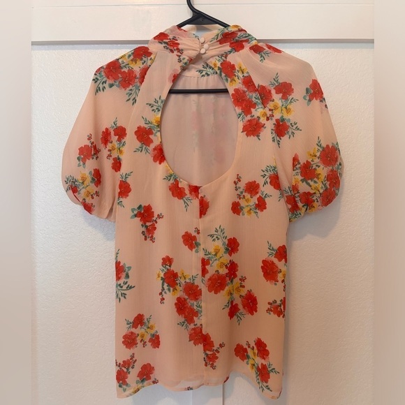 Cece women’s blouse with red and yellow floral pattern. Size medium. - Picture 2 of 10